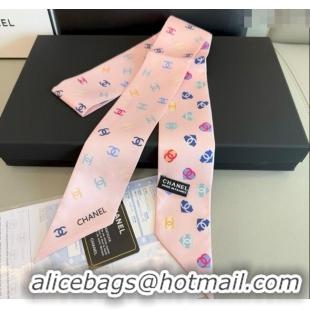 Promotional Chanel CC Heart Silk Slim Bandeau Scarf 6x120cm 0513 Light Pink 2025