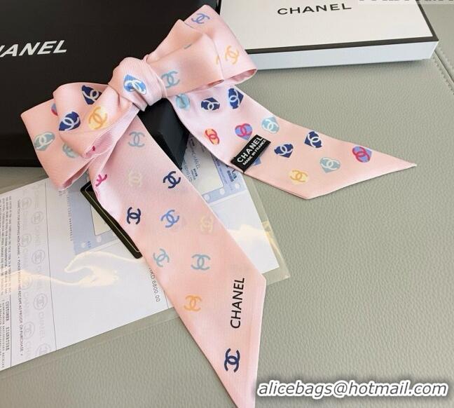 Promotional Chanel CC Heart Silk Slim Bandeau Scarf 6x120cm 0513 Light Pink 2025