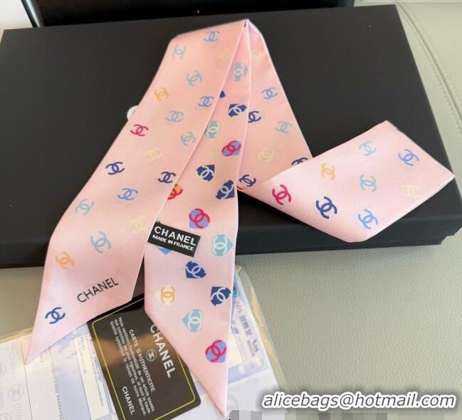 Promotional Chanel CC Heart Silk Slim Bandeau Scarf 6x120cm 0513 Light Pink 2025