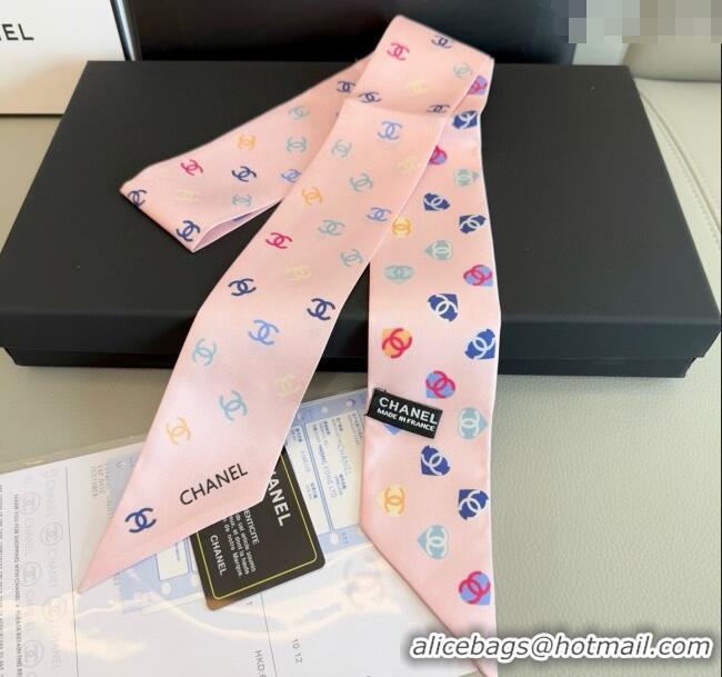 Promotional Chanel CC Heart Silk Slim Bandeau Scarf 6x120cm 0513 Light Pink 2025