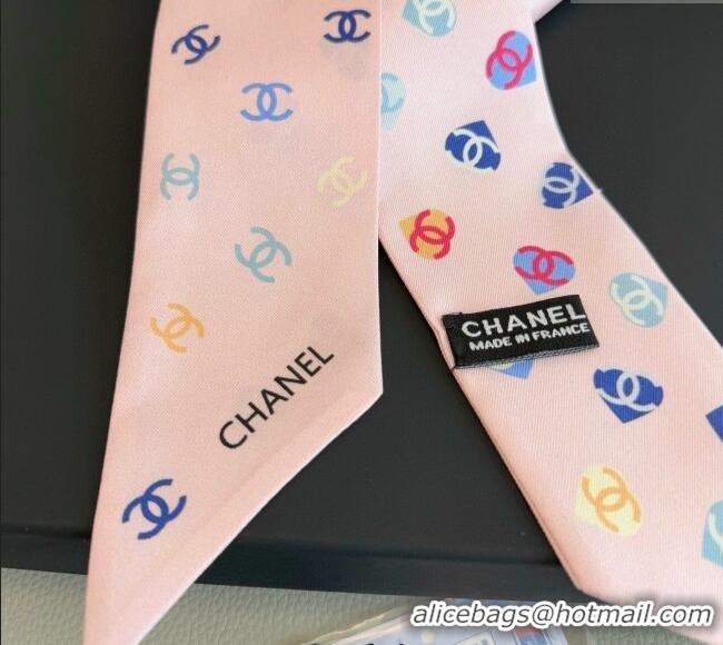 Promotional Chanel CC Heart Silk Slim Bandeau Scarf 6x120cm 0513 Light Pink 2025