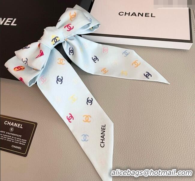 High Quality Chanel CC Heart Silk Slim Bandeau Scarf 6x120cm 0513 White 2025