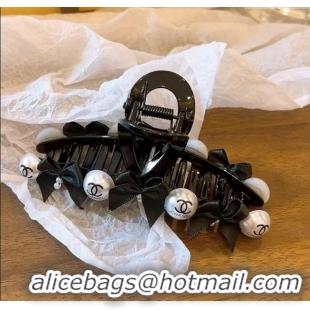 Good Product Chanel Hair Clip with Bow Pearl 0131 Black 2024