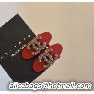 Super Quality Chanel Hair Clip with CC 0131 Red 2024