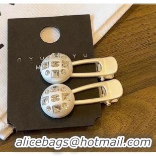 New Fashion Chanel Hair Clip with Crystals 0131 White 2024