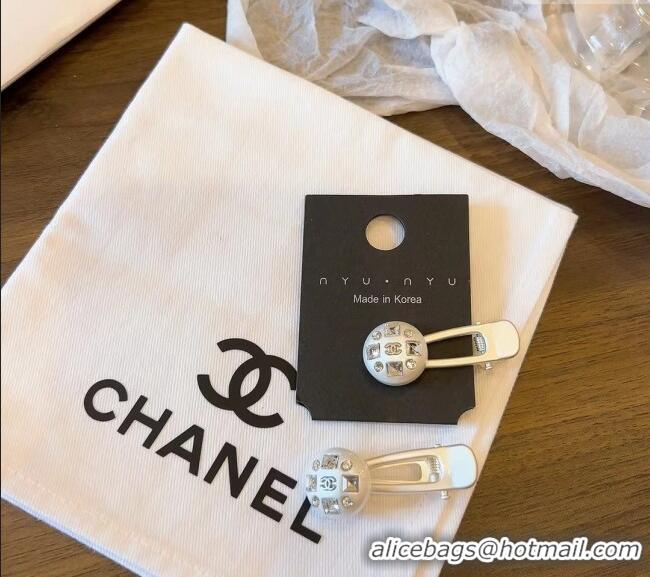 New Fashion Chanel Hair Clip with Crystals 0131 White 2024