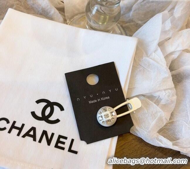 New Fashion Chanel Hair Clip with Crystals 0131 White 2024