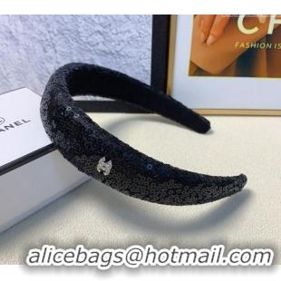 Buy Cheap Chanel Sequins Headband 0201 Black 2024