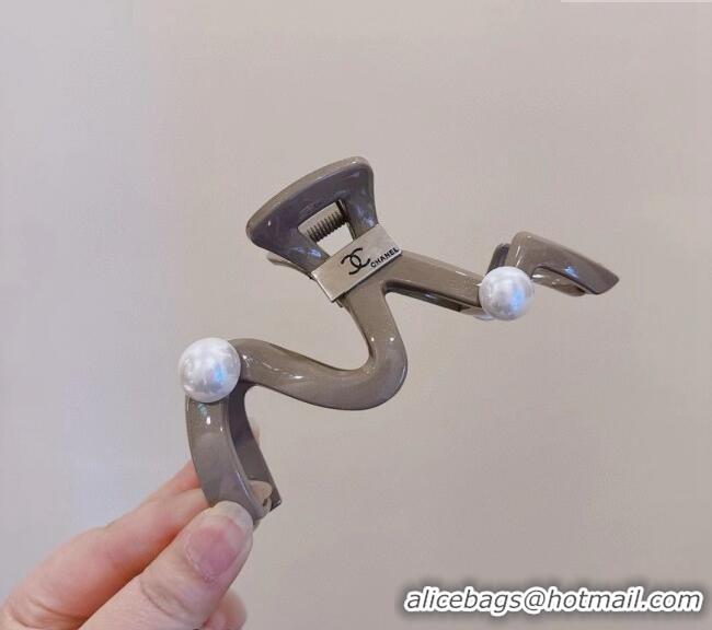 Best Quality Chanel Hair Clip with Pearls 0302 Grey 2024