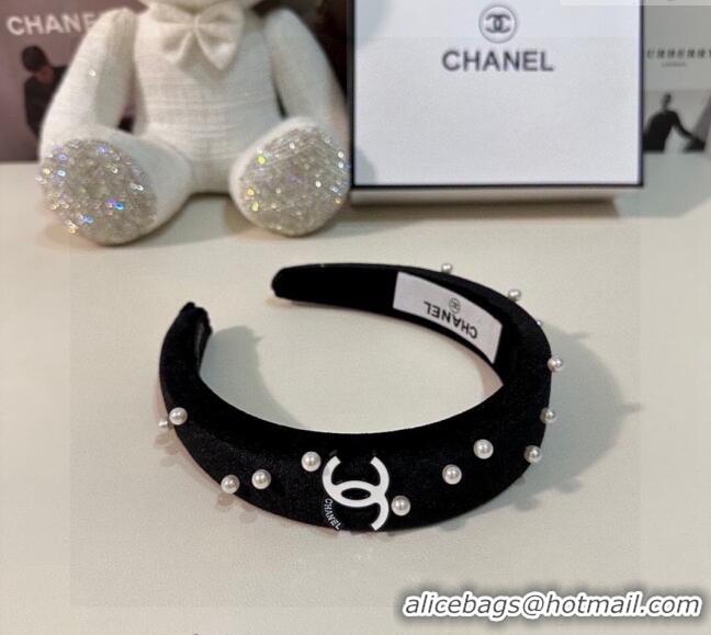 Affordable Price Chanel Headband with Pearls Dot Charm 0302 Black 2024