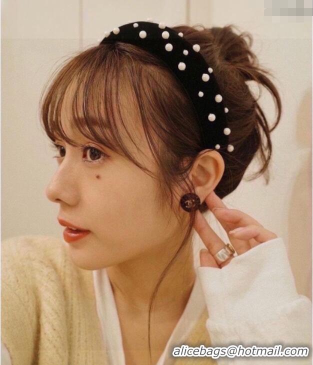 Affordable Price Chanel Headband with Pearls Dot Charm 0302 Black 2024