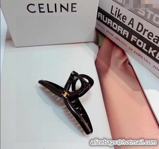 Good Quality Celine Logo Hair Clip 0304 Black 2024
