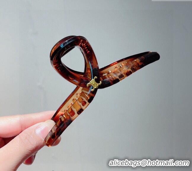 Most Popular Celine Logo Hair Clip 0304 Brown 2024