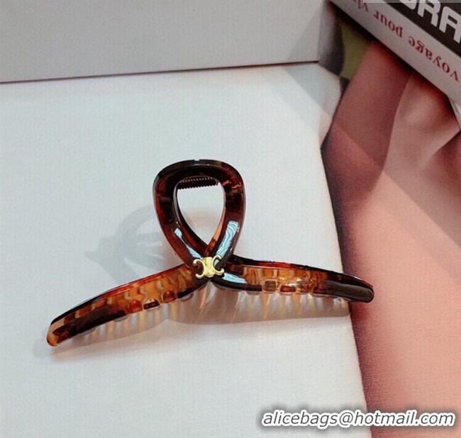Most Popular Celine Logo Hair Clip 0304 Brown 2024