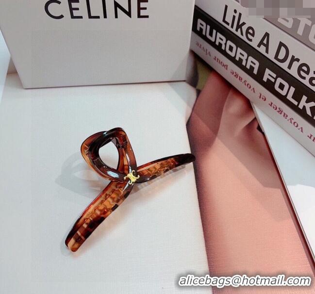 Most Popular Celine Logo Hair Clip 0304 Brown 2024