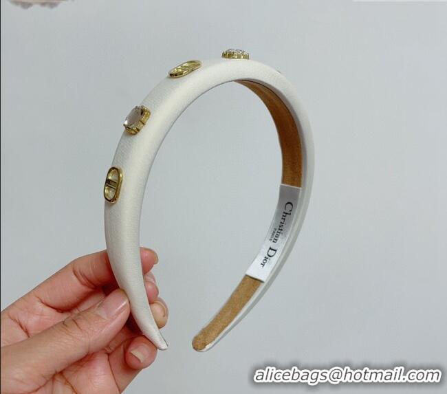 Unique Grade Dior Headband with Charm 0304 White 2024