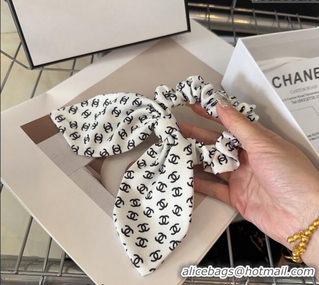 Low Price Chanel CC Bow Hairring CH033 White 2024