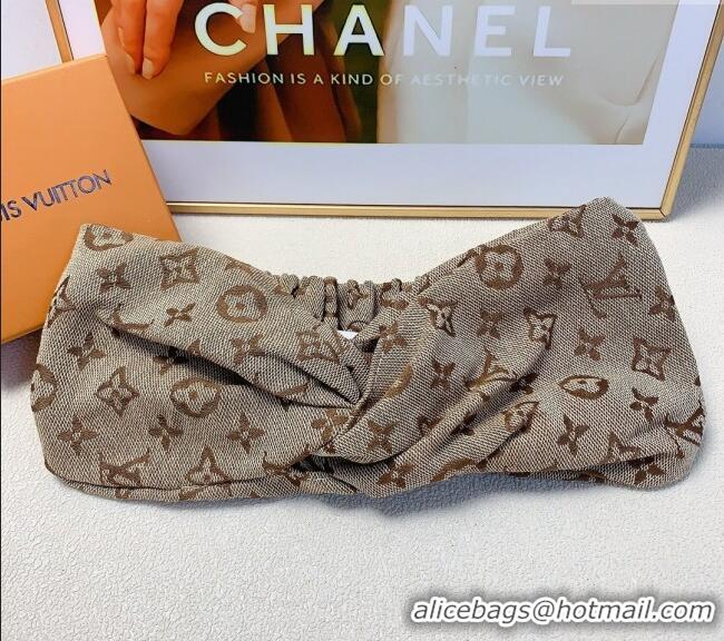 Luxury Discount Louis Vuitton Monogram Fabric Headband 0709 Beige 2024