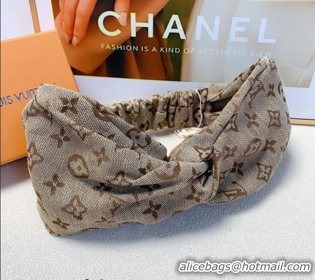 Luxury Discount Louis Vuitton Monogram Fabric Headband 0709 Beige 2024