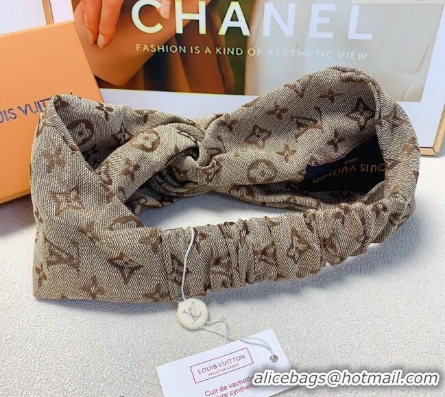 Luxury Discount Louis Vuitton Monogram Fabric Headband 0709 Beige 2024