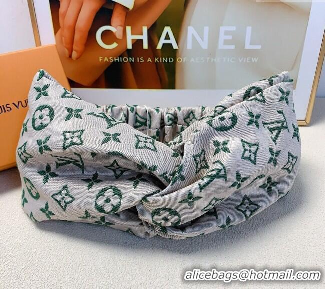 Low Cost Louis Vuitton Monogram Fabric Headband 0709 Green/Grey 2024