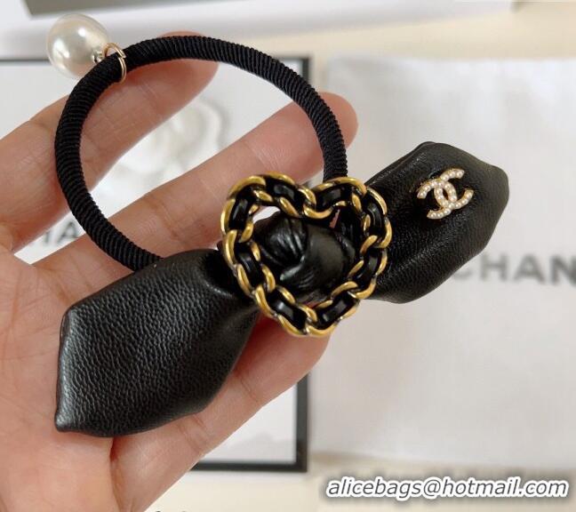 Super Quality Chanel Heart Hair Ring 0729 Black 2024