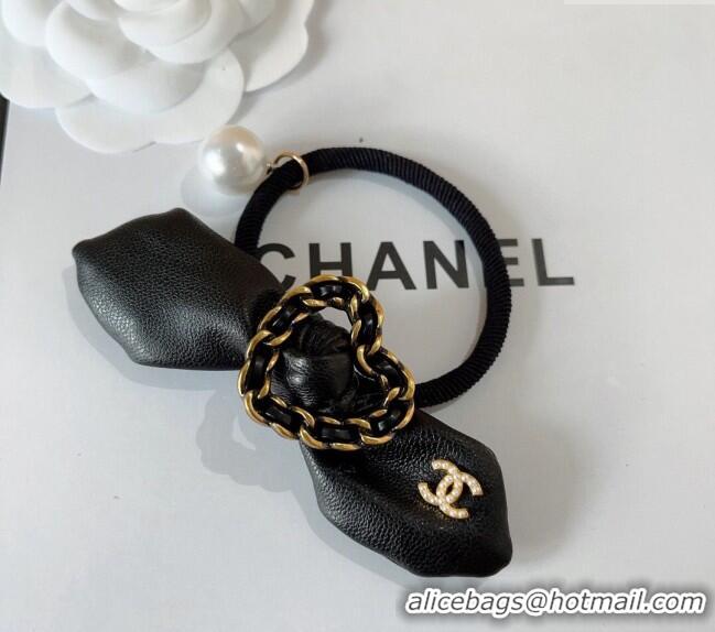 Super Quality Chanel Heart Hair Ring 0729 Black 2024