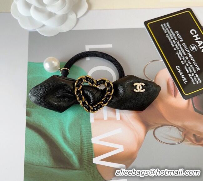 Super Quality Chanel Heart Hair Ring 0729 Black 2024
