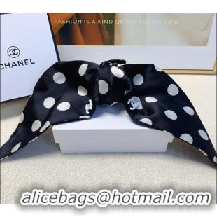 Best Price Chanel Hair Clip with Dotted Bow 0729 Black 2024