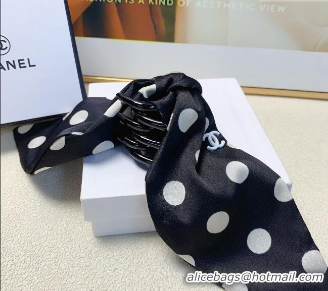 Best Price Chanel Hair Clip with Dotted Bow 0729 Black 2024