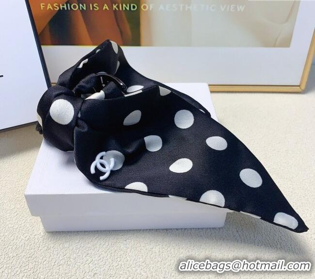 Best Price Chanel Hair Clip with Dotted Bow 0729 Black 2024