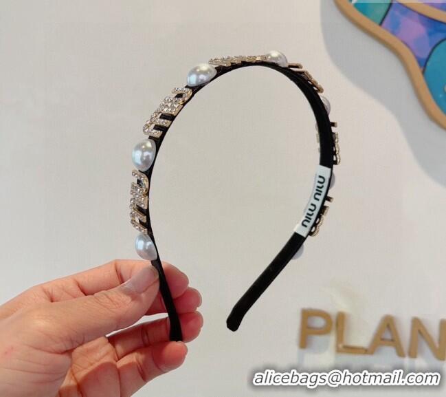 Luxury Cheap Miu Miu Hair Headband with Pearls 0729 2024
