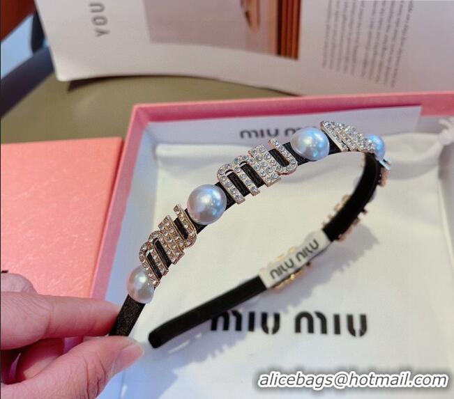 Luxury Cheap Miu Miu Hair Headband with Pearls 0729 2024