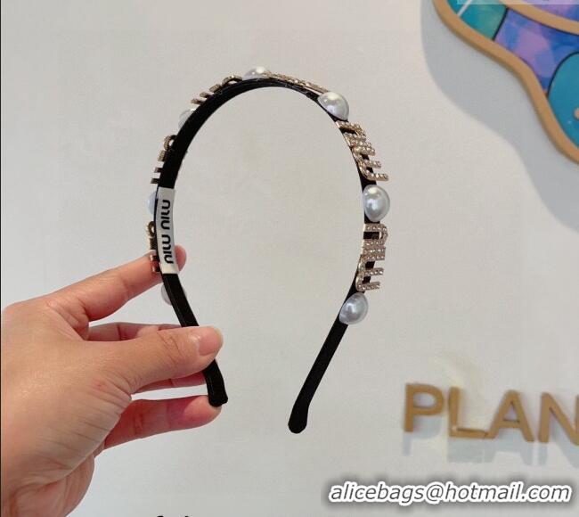 Luxury Cheap Miu Miu Hair Headband with Pearls 0729 2024