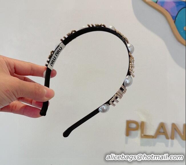 Luxury Cheap Miu Miu Hair Headband with Pearls 0729 2024