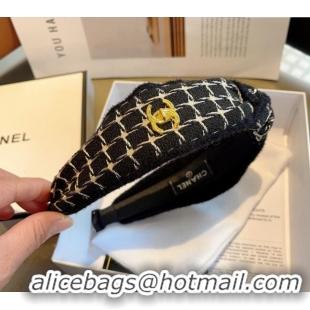 Good Looking Chanel Tweed Hair Headband 0729 Black 2024