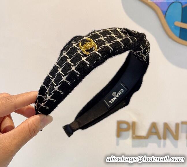 Good Looking Chanel Tweed Hair Headband 0729 Black 2024