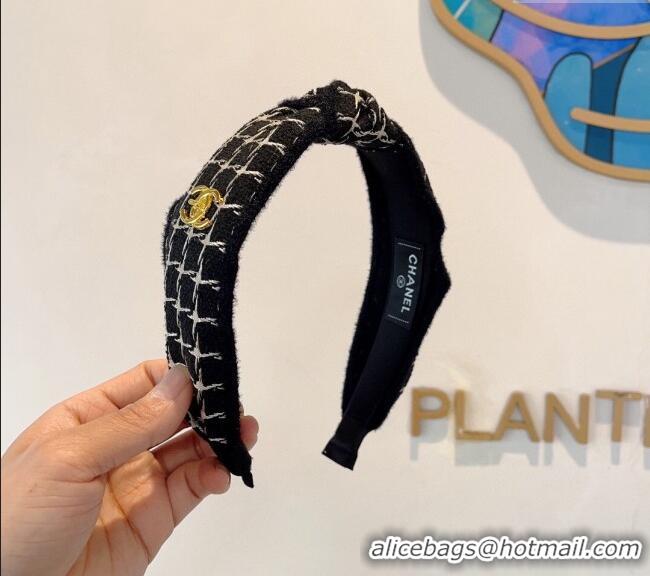 Good Looking Chanel Tweed Hair Headband 0729 Black 2024