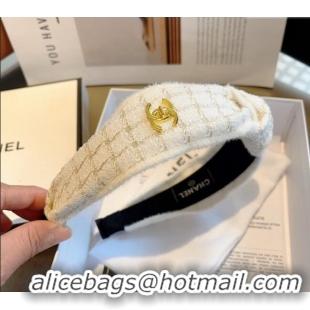 Best Design Chanel Tweed Hair Headband 0729 White 2024