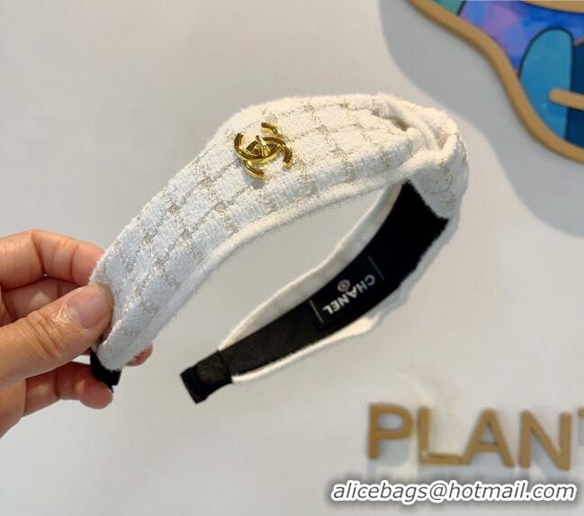 Best Design Chanel Tweed Hair Headband 0729 White 2024