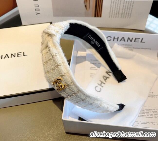 Best Design Chanel Tweed Hair Headband 0729 White 2024