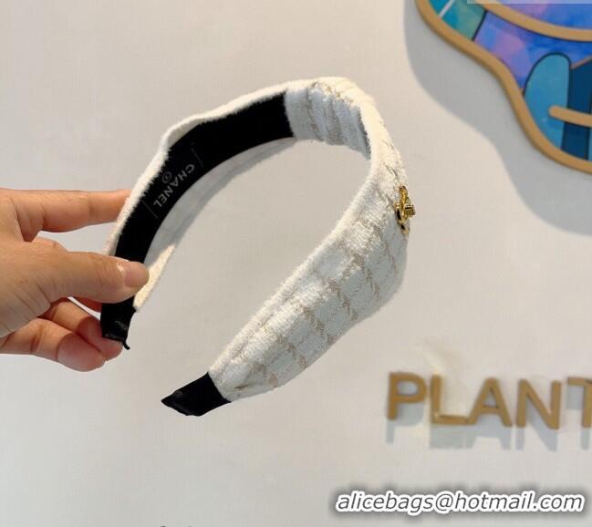 Best Design Chanel Tweed Hair Headband 0729 White 2024