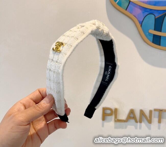 Best Design Chanel Tweed Hair Headband 0729 White 2024