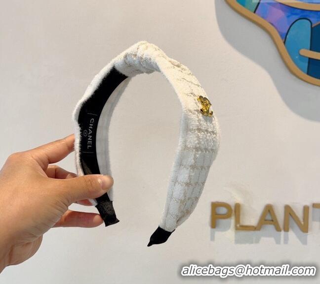 Best Design Chanel Tweed Hair Headband 0729 White 2024