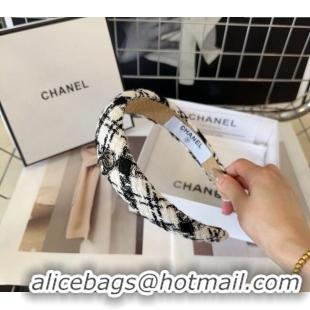 Best Promotional Chanel Quilted Tweed Hair Headband 0729 White 2024