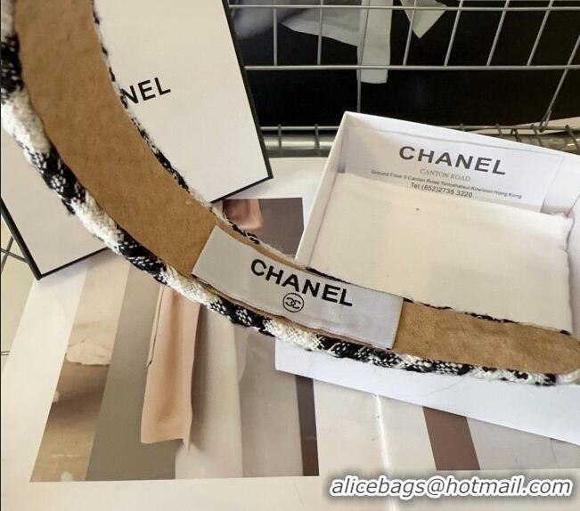 Best Promotional Chanel Quilted Tweed Hair Headband 0729 White 2024