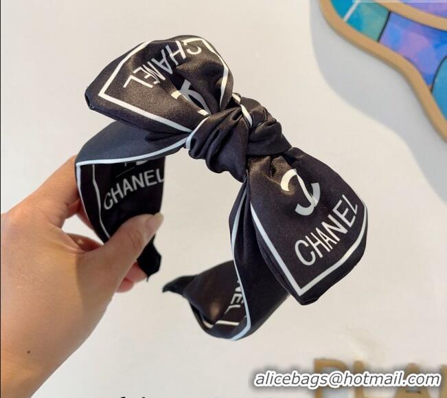 Top Grade Chanel Printed Hair Headband 0729 Black 2024