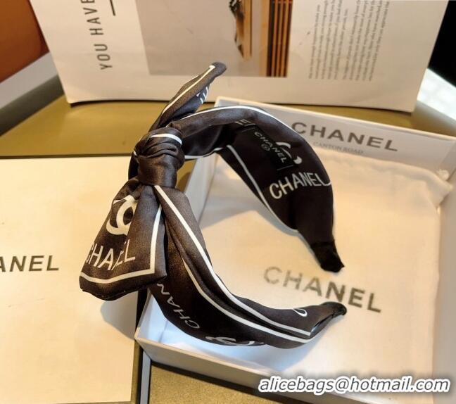 Top Grade Chanel Printed Hair Headband 0729 Black 2024