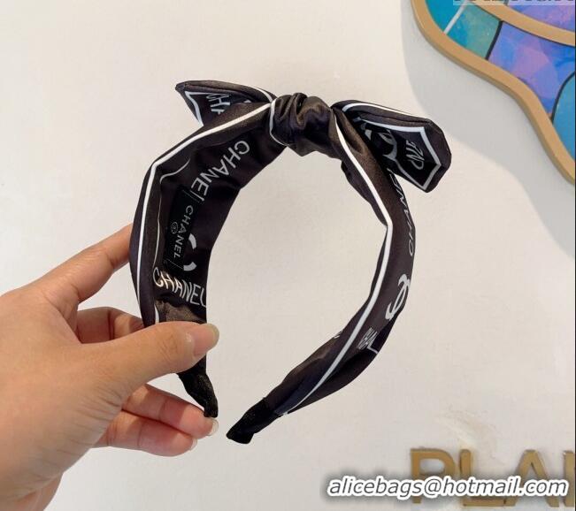 Top Grade Chanel Printed Hair Headband 0729 Black 2024