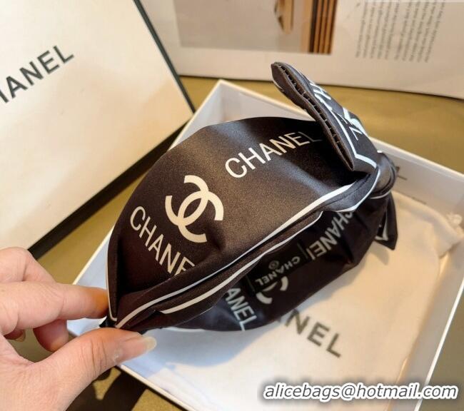 Top Grade Chanel Printed Hair Headband 0729 Black 2024